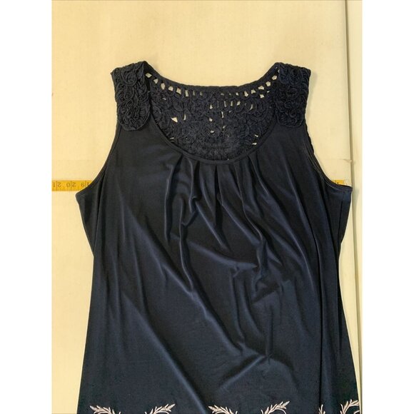 Laura Ashley Dress Blue Sleeveless White Pattern at Hem Size 1X - Picture 4 of 9